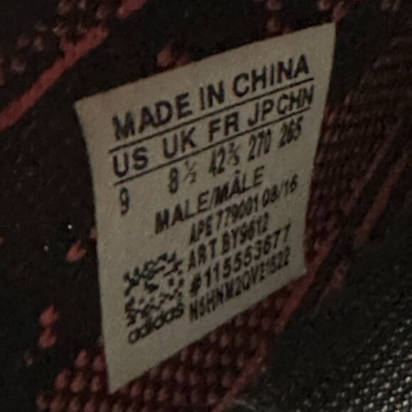 Adidas Yeezy 350 BY9612 Core Black Red Size US 9 Pre Owned - Picture 5 of 9